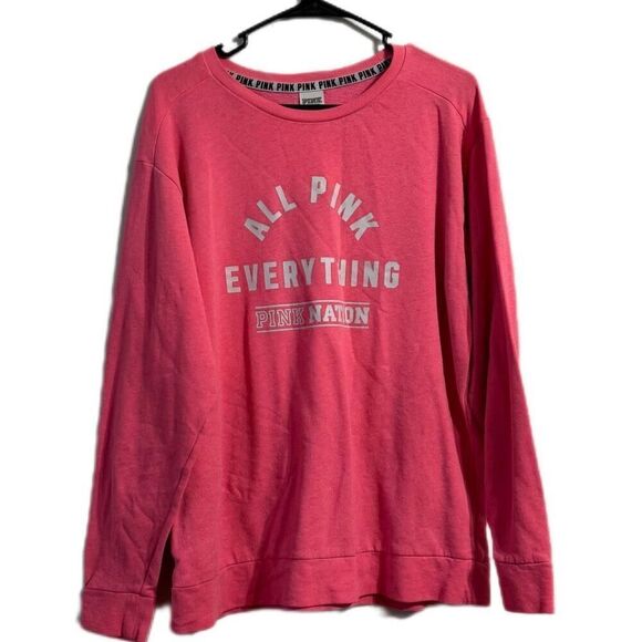 Pink Victoria’s Secret, women’s medium pink everything pullover sweatshirt ￼ - Picture 1 of 5